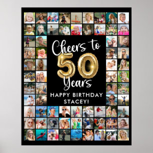 50-årsfirande 69 Fotokollage Skål för 50 år Poster