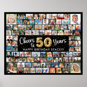 50-årsfirande 92 bilder svart guld Skål för år Poster