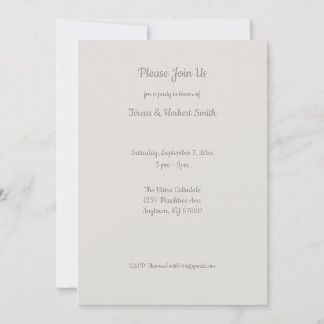 50-årsfirande Anpassad Tårta Inbjudan (Baksida)