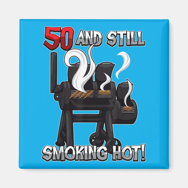 50-årsfirande BBQ-citat _rökhett_ grillparty Magnet (Framsidan)