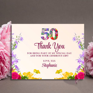 50-årsfirande blommigt tack modern 50 år fest vykort