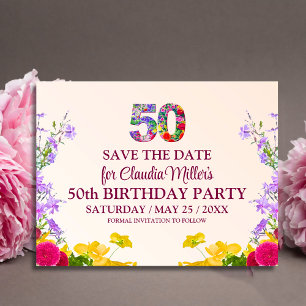 50-årsfirande blomster modern 50 år fest meddelande vykort