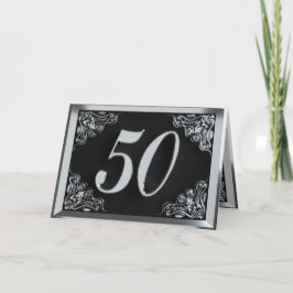 50-årsfirande eller årsdag Regal Silver Svart Kort