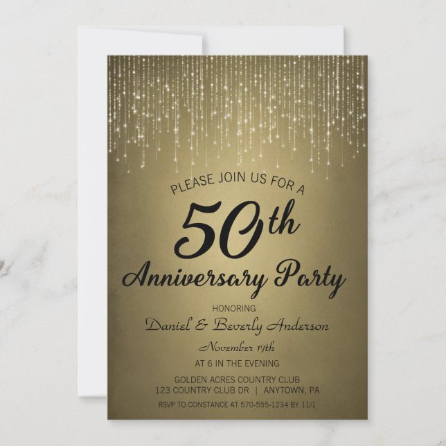 50-årsfirande Golden Wedding Inbjudningar (Framsida)