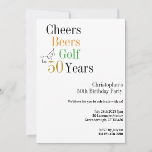 50-årsfirande Golf Öltjugning Minimal fest Inbjudningar