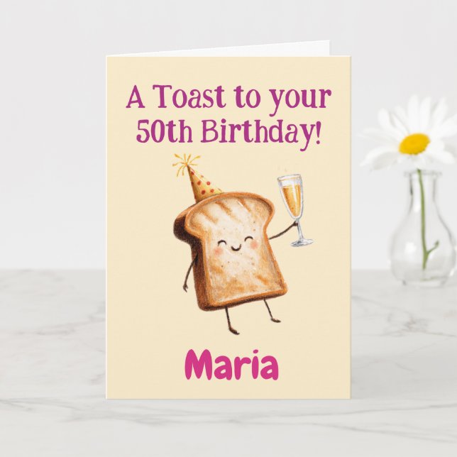 50-årsfirande Grattis, Roligt Toast, Anpassat Kort (Liten växt)