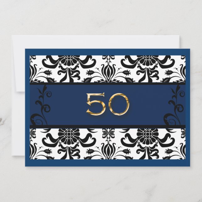 50-årsfirande, guldfolie, inbjudan (Framsida)