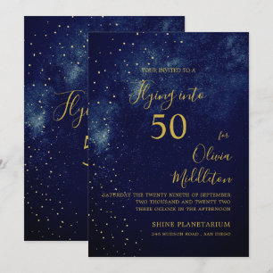 50-årsfirande Kväll Himmel Astral Guld Stjärnor Bl Inbjudningar