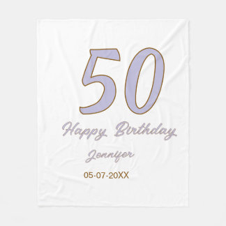 50-årsfirande lägg till namn datum år lila brun mo fleecefilt