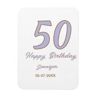 50-årsfirande lägg till namn datum år lila brunt l magnet