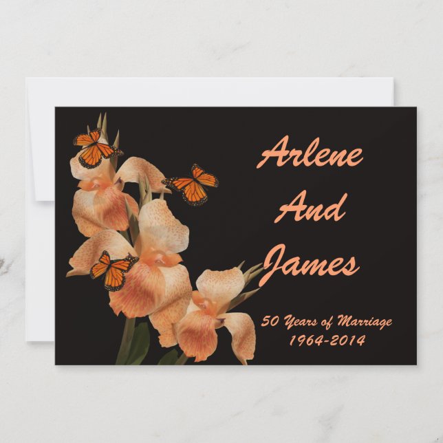 50-årsfirande middagsinbjudan på svart inbjudningar (Framsida)