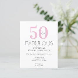 50-årsfirande Modern rosa budgetfestinbjudan