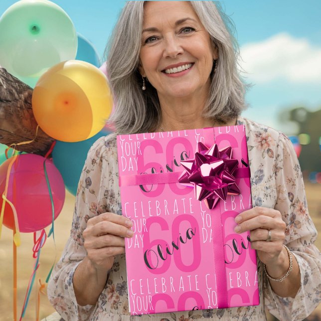 50-årsfirande Modern rosa typografi Presentpapper (Skapare uppladdad)