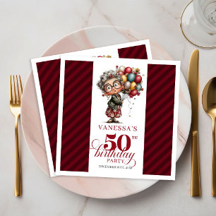 50-årsfirande Roliga Gamla Damservetter Festtema Pappersservett