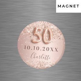 50-årsfirande rose gold blush save the date magnet