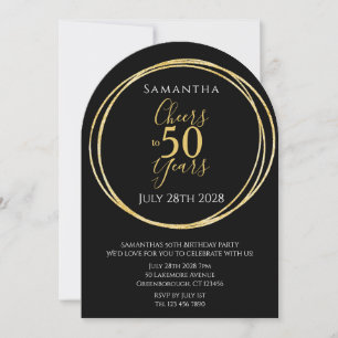 50-årsfirande Svart Guld Skål för 50 år Fester Inbjudningar