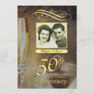50-årsfirande Vintage Fotoinbjudningar Inbjudningar