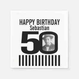 50-årsfotoblöjor av svart rand pappersservett