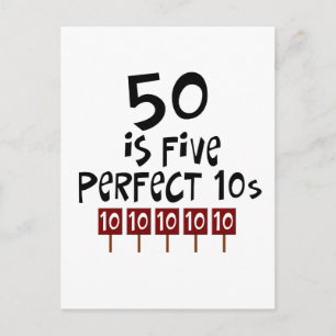 50-årsgåvor, 50 är 5-perfekters 10-tal! vykort