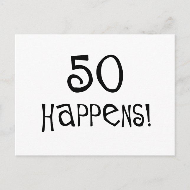 50-årsgåvor, 50 händelser! vykort (Framsida)