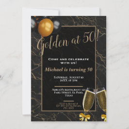 50-årsinbjudningar: Golden at 50, QR Inbjudningar