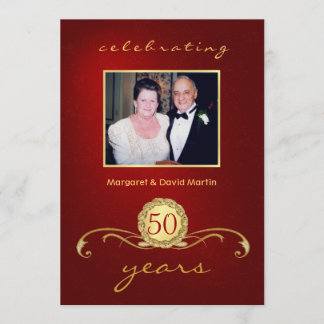 50-årsjubiléet av inbjudningar - Elegant Red