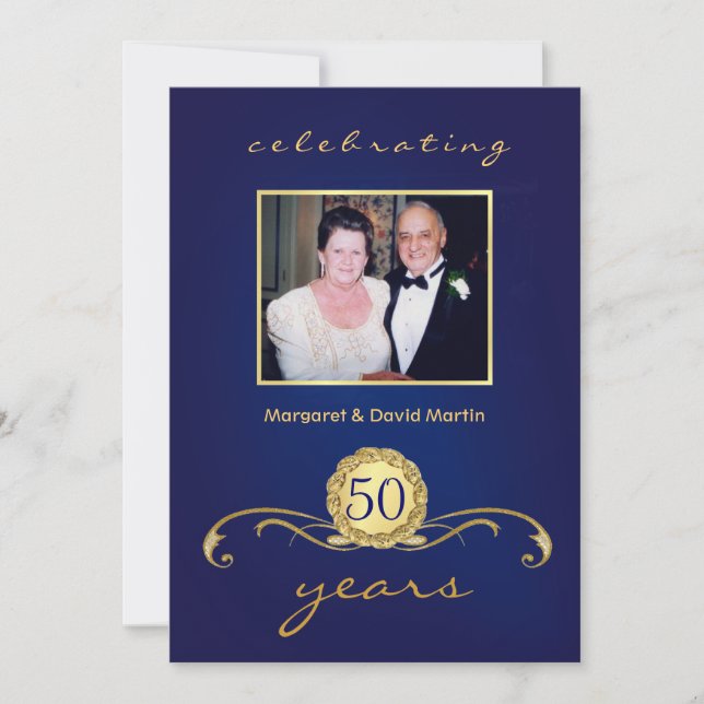 50-årsjubiléet av inbjudningar - Royalet Blue (Framsida)