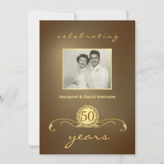 50-årsjubiléet av inbjudningar - Vintage Guld