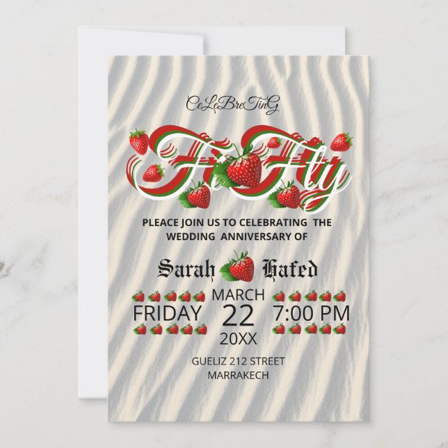 50-årsjubiléet Berry Bouration, Golden Bröllop Inbjudningar (Framsida)