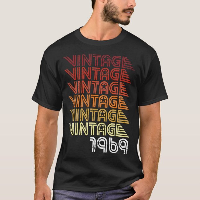 50-årsjubiléet Birthday Gift, född 1969 Retro T Shirt (Framsida)