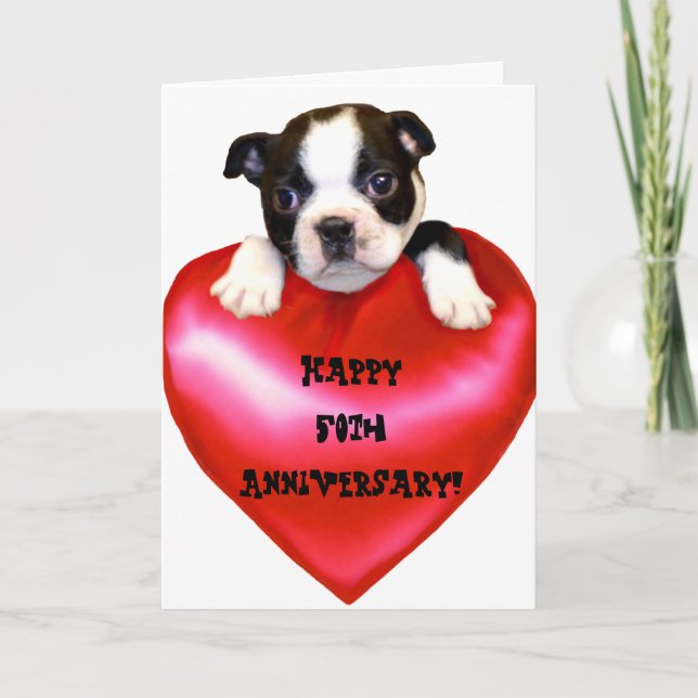50-årsjubiléet Boston Terrier Card i lycklig Kort (Framsida)