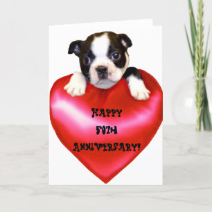 50-årsjubiléet Boston Terrier Card i lycklig Kort