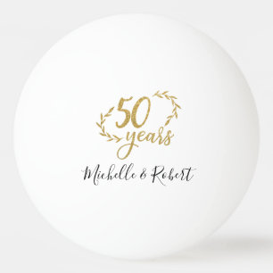 50-årsjubiléet bröllop guld glitter pingisboll