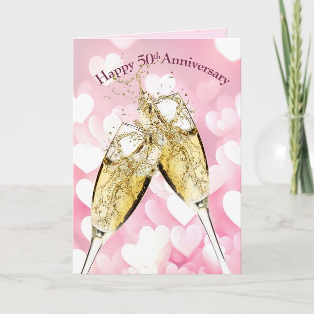 50-årsjubiléet Champagne Toast på besök Kort (Framsida)