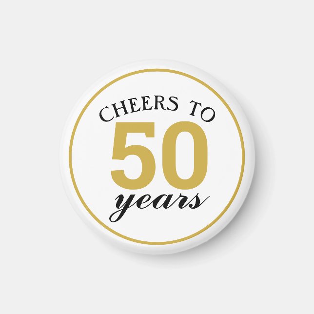 50-årsjubiléet Cheers to 50 Years Guld Favor Magnet (Framsidan)