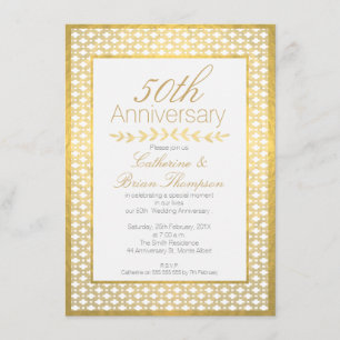 50-årsjubiléet Faux Gold Foil Bröllop Inbjudningar