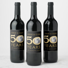 50-årsjubiléet guld, fotomall Vin Vinflaska Etikett