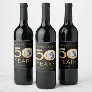 50-årsjubiléet guld, fotomall Vin Vinflaska Etikett