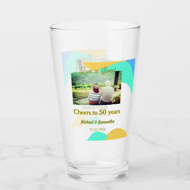 50-årsjubiléet kärlek är sötad retro glaskopp (Framsida)