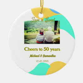 50-årsjubiléet kärlek är sötad retro julgransprydnad keramik