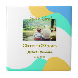 50-årsjubiléet kärlek är sötad retro kakelplatta