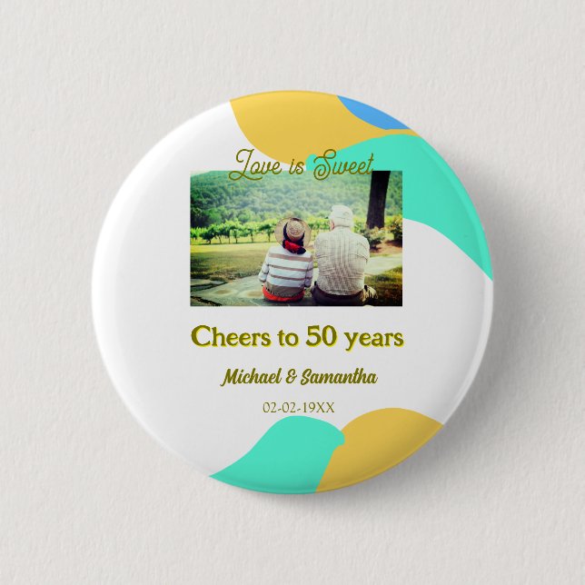 50-årsjubiléet kärlek är sötad retro knapp (Framsida)