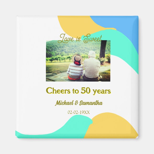 50-årsjubiléet kärlek är sötad retro magnet (Framsidan)