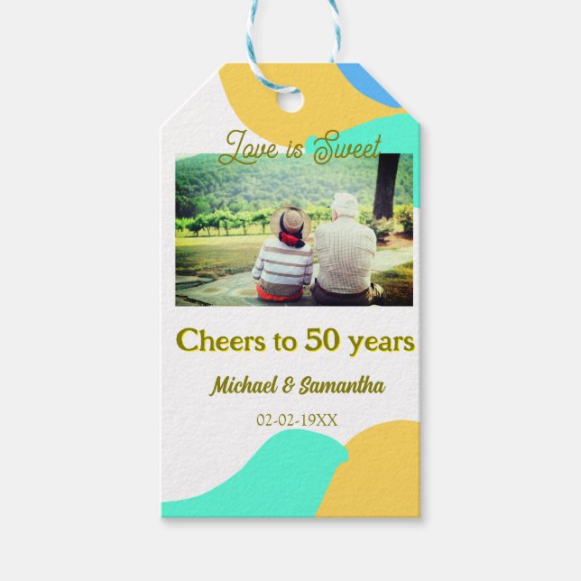 50-årsjubiléet kärlek är sötad retro presentetikett (Framsidan)