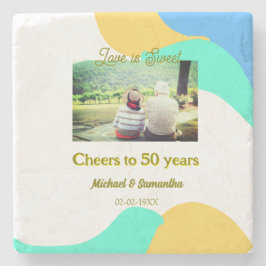 50-årsjubiléet kärlek är sötad retro stenunderlägg