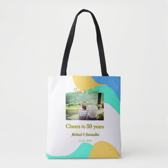 50-årsjubiléet kärlek är sötad retro tygkasse (Framsida)