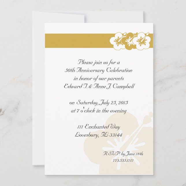 50-årsjubiléet Luau-inbjudan Inbjudningar (Framsida)