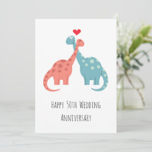 50-årsjubiléet Lycklig Cute Dinosaurs Card