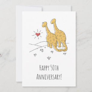 50-årsjubiléet Lycklig Cute Dinosaurs Card