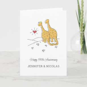 50-årsjubiléet Lycklig Cute Dinosaurs Card Kort